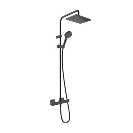 Душевая стойка, Hansgrohe, Vernis Shape, смеситель-в комплекте, тип открывания воды-вентильный, тип регулирования воды-термостатический картридж, верхний душ-есть, форма верхнего душа-прямоугольная, размер верхнего душа-230*170, держатель верхнего душа-ес, артикул 26286670
