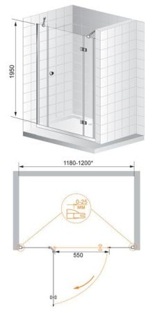 Душевая дверь в нишу CEZARES VERONA-W-B-13, артикул VERONA-W-B-13-60+60/40-P-Cr-L