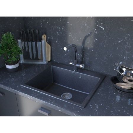 Смеситель для кухни Paulmark Essen Es213011-BLCR Черный Хром, артикул Es213011-BLCR