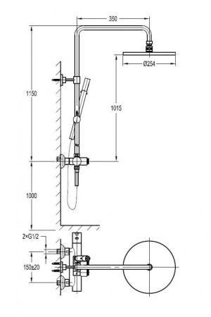 Душевая стойка с термостатическим смесителем для душа CEZARES ECO-CD-T, артикул ECO-CD-T-NOP