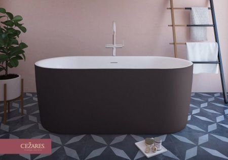 Акриловая ванна отдельно стоящая, цельная, белая матовая внутри, чёрная матовая снаружи,  METAURO-INT-Central-180-80-60-B-W-MATT, артикул METAURO-INT-Central-180-80-60-B-W-MATT
