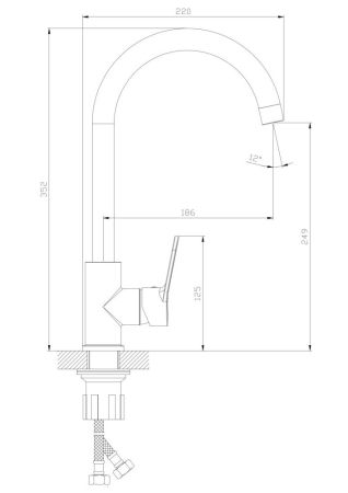 Смеситель для кухни DQ Leipzig высокий хром (DA1762401), артикул DA1762401
