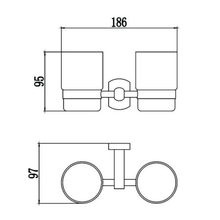 Стакан для ванной комнаты двойной Savol S-009968, хром, артикул S-009968