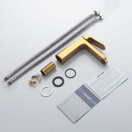 Смеситель для раковины Shevanik S4501G, золотой сатин, артикул S4501G