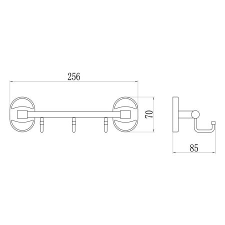 Планка с крючками Savol S-008203-1, хром, артикул S-008203-1