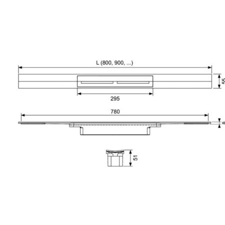Профиль для душа TECEdrainprofile, 900 мм, PVD Brushed stainless steel, black / сатин, черный, артикул 670921