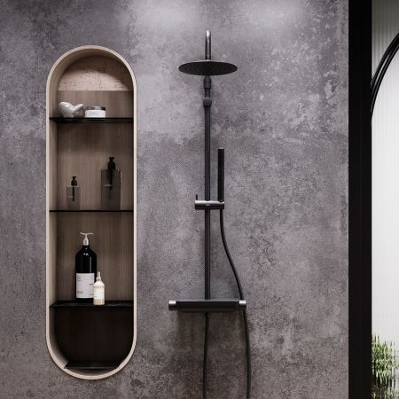 936780300 Scandinavian Pure душевая система с душевым смесителем-полкой, чёрный, артикул 936780300