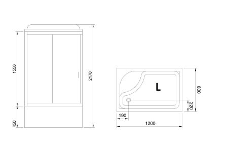 Душевая кабина Royal Bath RB 8120BP2-T (прозрачное) левая, артикул RB8120BP2-T-L