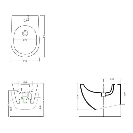 Artceram FILE 2.0 Биде подвесное 37х52 см, 1 отверстие, цвет: черный глянец   SANIGLAZE, артикул FLB003 03 00