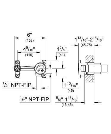 Встраиваемая часть смесителя GROHE, однорычажный (33780000), артикул 33780000
