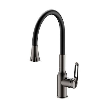 Смеситель для кухни с гибким изливом и режимом душ Haiba HB42830-3, оружейная сталь