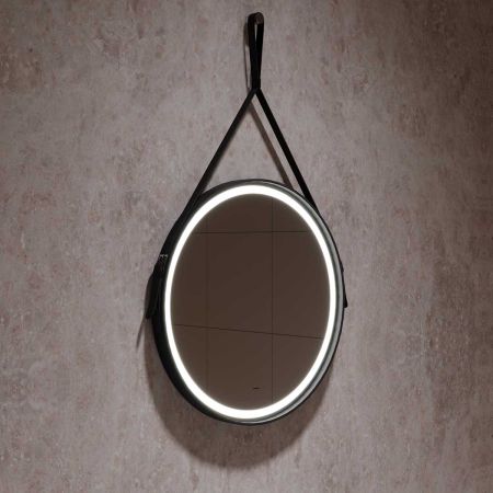 Зеркало VLM-2N600+ D610 с подсветкой на кожаном ремне, датчик на движение, цвет черный, артикул VLM-2N600+