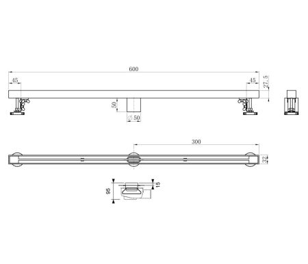 Душевой трап 60 см WONZON & WOGHAND, Брашированный никель (WW-65406T-BR), артикул WW-65406T-BR