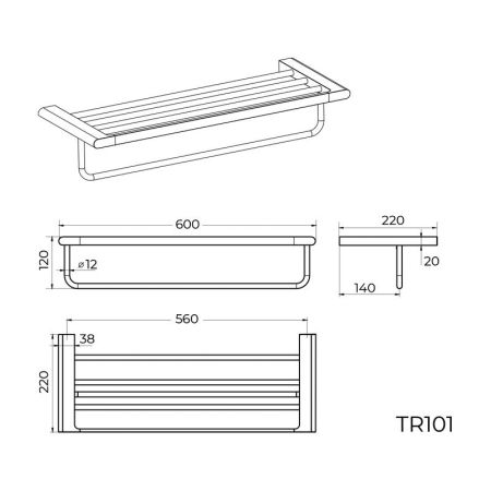 Полка для полотенец Knotlor TR101RB, бронза, артикул TR101RB