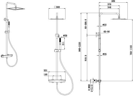 Душевая стойка Allen Brau Infinity 5.21032-31 черный матовый, артикул 5.21032-31