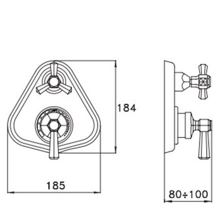 Stella Eccelsa Внешняя часть встраиваемого термостатического смесителя для душа IS3294 P.V. с переключателем на 2 выхода, цвет: золото 24К, артикул EC 06012 AU00