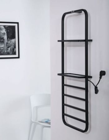 Электрический полотенцесушитель Black&White Universe 400х1010 N-337B с полкой Черный