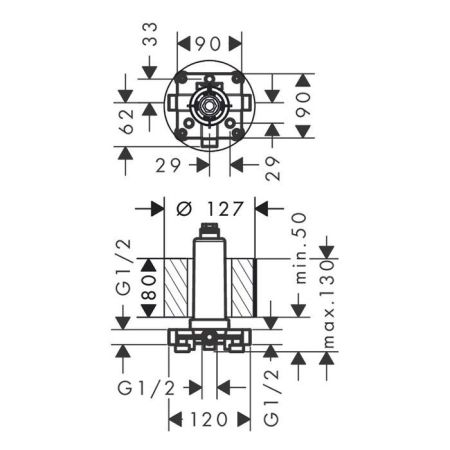 HG Rainmaker Скрытая часть верхнего душа с потолочным подсоединением