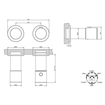 GESSI HABITO UNITO Смеситель настенный встраиваемый, термостатический, с переключателем на 3 положения, внешняя часть, цвет Black Metal PVD, артикул 70036#706