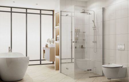 Душевой уголок Ambassador Nord 13011108-ST4, квадратный, линейный трап, 90х90