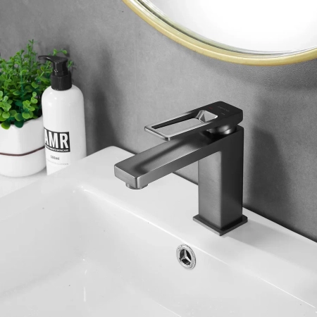 Смеситель для раковины Shevanik S6801T, оружейная сталь, артикул S6801T