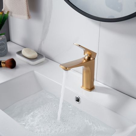 Смеситель для раковины Shevanik S4201G, золотой сатин, артикул S4201G