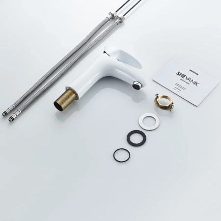 Смеситель для раковины Shevanik S9801F, белый/хром