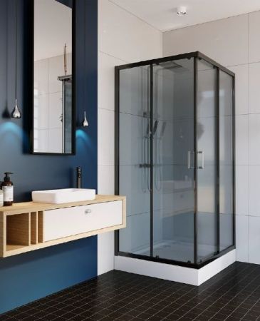 Душевой уголок Alex Baitler AB 144-B90 90x90 профиль Черный стекло тонированное