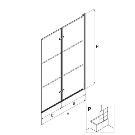 Шторка для ванны NEW TRENDY SUPERIA BLACK 100 см P-0055 R (черный), артикул P-0055