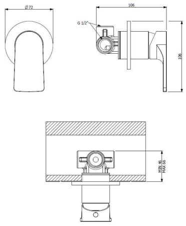 Встраиваемый смеситель для душа CEZARES LAGOS-DIM