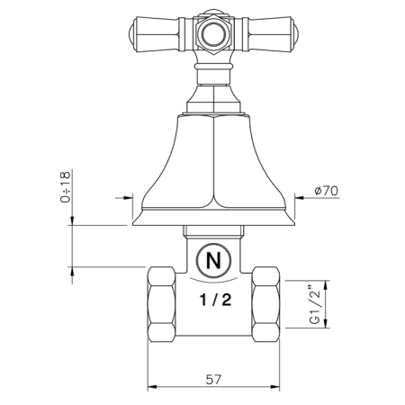 Nicolazzi Teide Вентиль запорный 1/2”, цвет: хром, артикул 1912CR05