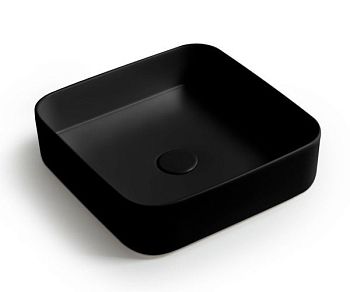 White Ceramic Blade, накладная квадратная раковина 40x40x11,5h см, цвет черный матовый