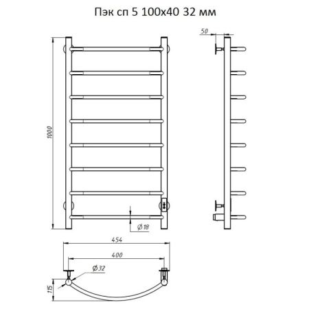 Электрический полотенцесушитель Тругор ПЭК 5 СП 100x40 Хром, артикул Пэксп5/1004032