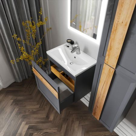 Комплект мебели для ванной Бриклаер БЕРЛИН 60SD, оникс серый, артикул БЕРЛИН 60SD