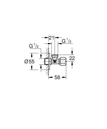 Вентиль угловой 1/2 дюйма GROHE, хром (22032000)