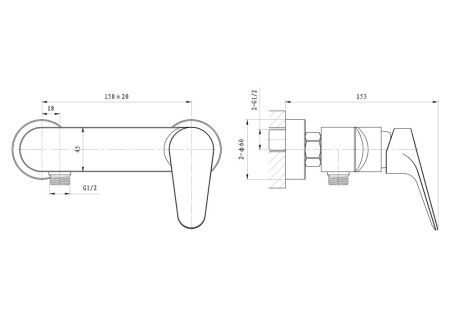 Смеситель для душа WONZON & WOGHAND BALANCE, Хром (WW-054101-CR)