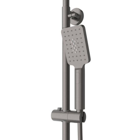 SLIDER-CVD-GM Душевая стойка со смесителем и изливом, оружейная сталь, артикул SLIDER-CVD-GM