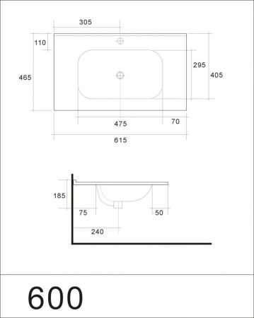 Раковина керамическая AM7110-60, артикул AM7110-60