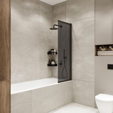 Шторка на ванну слайдер Terminus Ното 150х90 тонированная, черный, артикул 1CS150х90BT