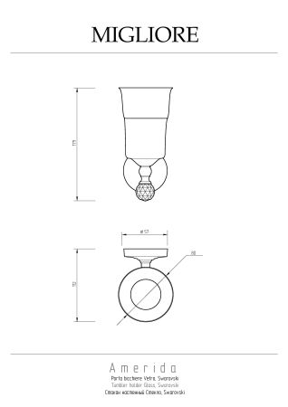 AMERIDA Cтакан настенный, стекло/бронза/SWAROVSKI, артикул 16573