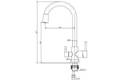 Смеситель для кухни с подключением к фильтру воды AQUATEK (полукруглый излив) AQ1085CR, артикул AQ1085CR