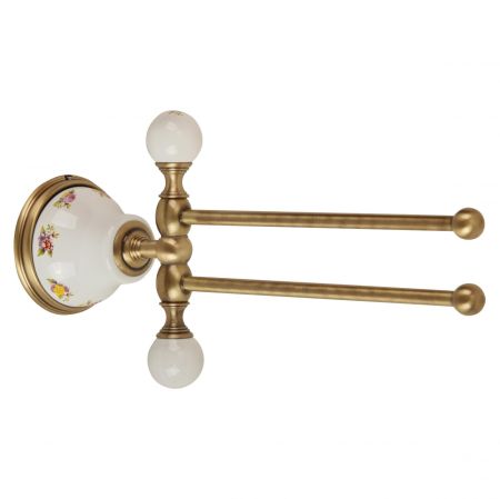 PROVANCE Полотенцедержатель двойной поворотный L20 cм, керамика с декором/бронза, артикул 17634