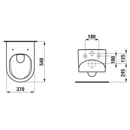 Унитаз, Laufen, Sonar, безободковый, Rimless, тип установки-подвесной, ширина, мм-370, глубина, мм-540, высота, мм-340, сиденье-необходимо заказать, цвет-белый матовый, артикул 8.2034.1.757.000.1