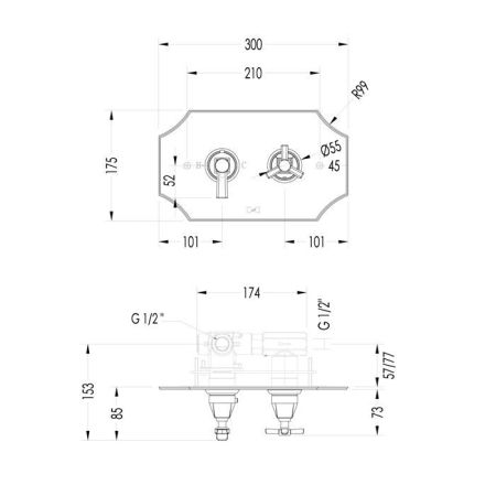 Devon Time Смеситель встроенный  термостатический для душа  , цвет хром, артикул 2TIME248CR