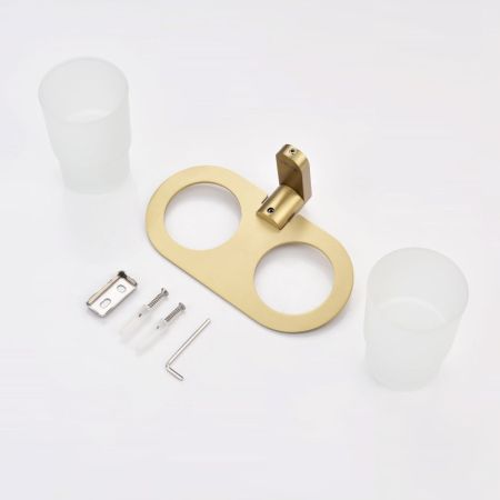 Стакан для ванной комнаты двойной Raglo R300.08.03, золотой сатин