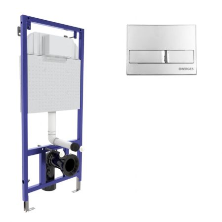 Инсталляция BERGES для скрытого монтажа NOVUM L3 с кнопкой хром глянец, артикул 040213