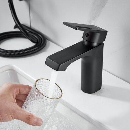 Смеситель для раковины с гигиеническим душем Raffine F171H, черный, артикул F171H