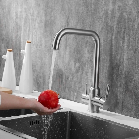 Смеситель для кухни с подключением фильтра Shevanik S268B, сатин, артикул S268B