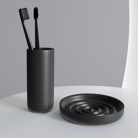 SALINI GOCCE Стакан Ø60х120 мм., настольный, S-Stone, цвет черный матовый RAL9005, артикул 1901201RF RAL9005