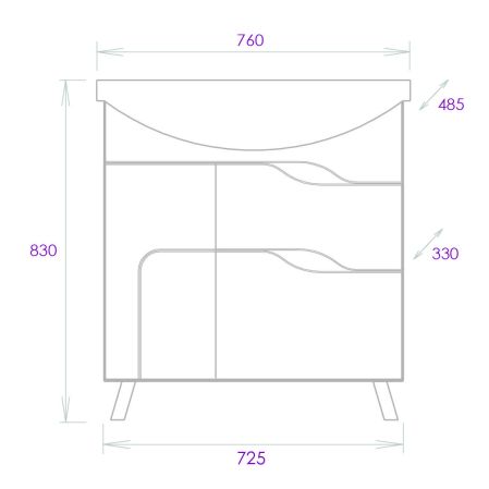 Тумба Onika Веронэлла 75 напольная, белая (ум. Стиль 75), артикул 107514